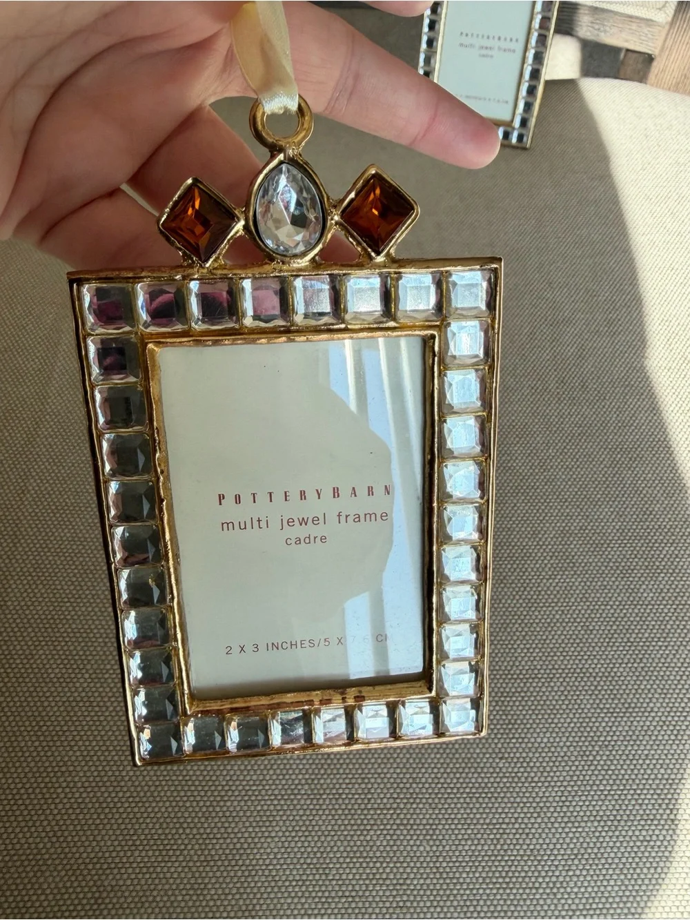 Pottery Barn Gold and White Jewel Hanging Frames - Set of 2 Small photo frames